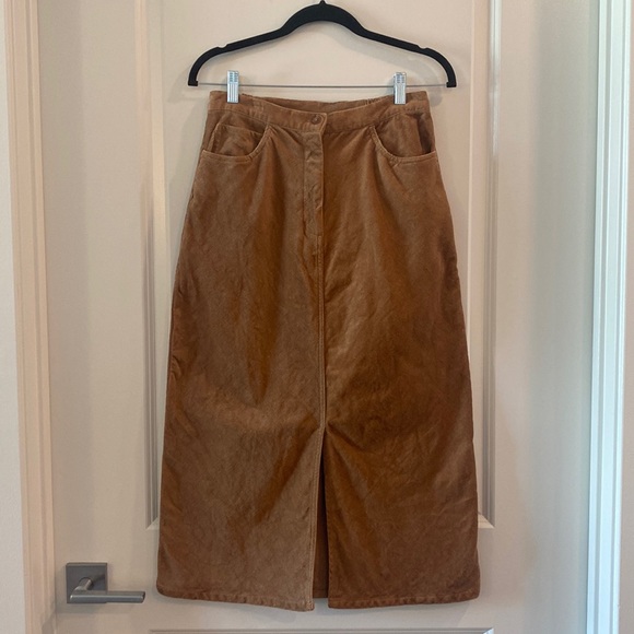 Blair Dresses & Skirts - Blair Corduroy Skirt 8P (33") Brown Straight Stretch Long Western Front Slit